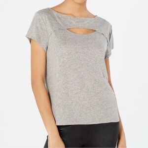 SOLD! Free People June Linen Blend Cutout T-Shirt - Gray - Sz XS Like New!